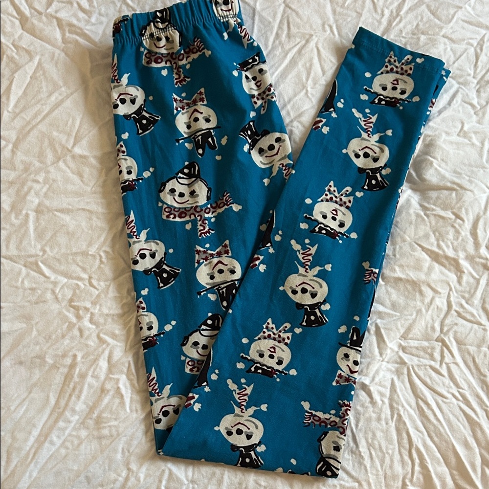 Soft Blue VGC snow man holiday Printed Women's Leggings
